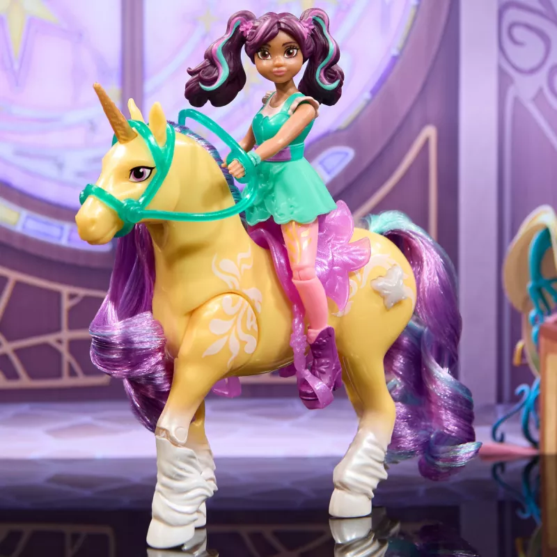 Unicorn Academy, Ava & Plant Magic Lapelis su Šviesos Efektu, 2 Jojimo Aksesuarai, Lėlės ir Vienaragiai Mergaitėms nuo 4 Metų
