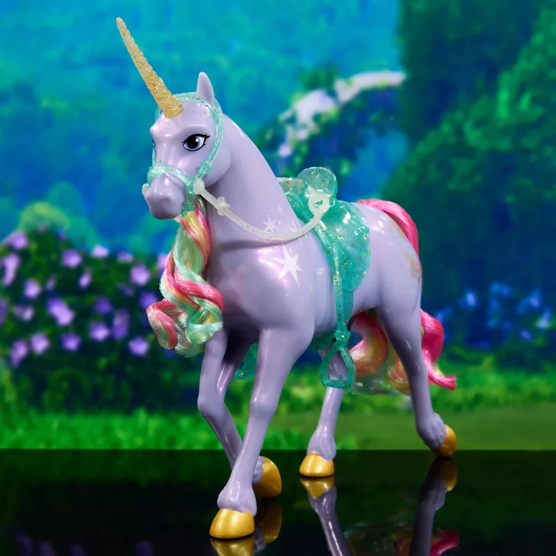 Spin Master Unicorn Academy Wildstar vienaragio figūrėlė 11 colių su permatomais balnu ir kamanomis, įvairiaspalvė, plastikas, nuo 4 metų