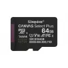 Kingston Technology 64GB microSDXC Canvas Select Plus Gen3 100R A1 vienetinis paketas be adapterio