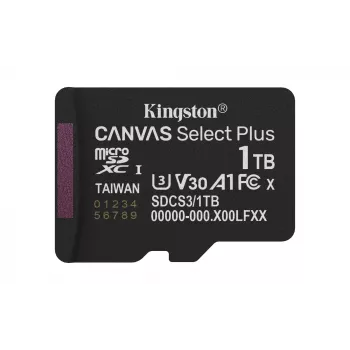 Kingston Canvas Select Plus 1TB microSDXC Gen3 150R A1 be adapterio