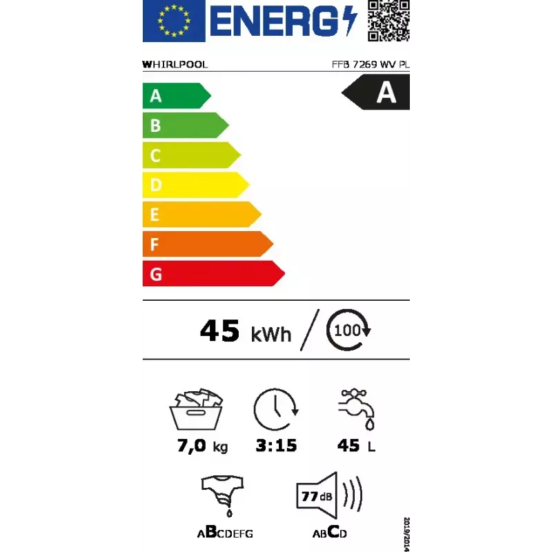 Whirlpool FFB 7269 WV PL skalbyklė su priekiniu pakrovimu 7 kg 1200 RPM Baltas
