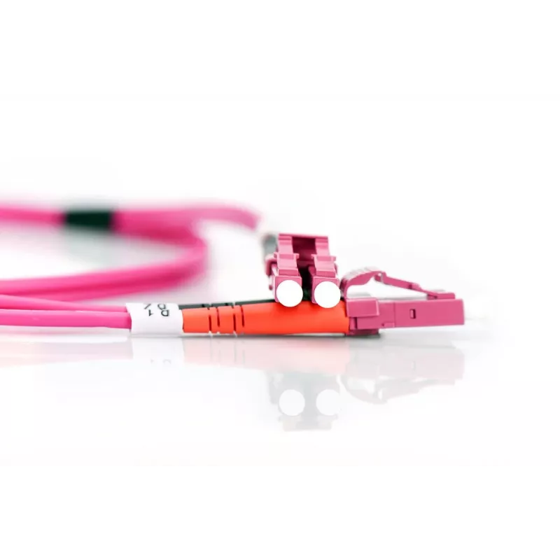 DIGITUS Fiber Optic Patch Cord, LC į LC, daugiamodis OM4 - 2 m; dupleksas, spalva RAL4003