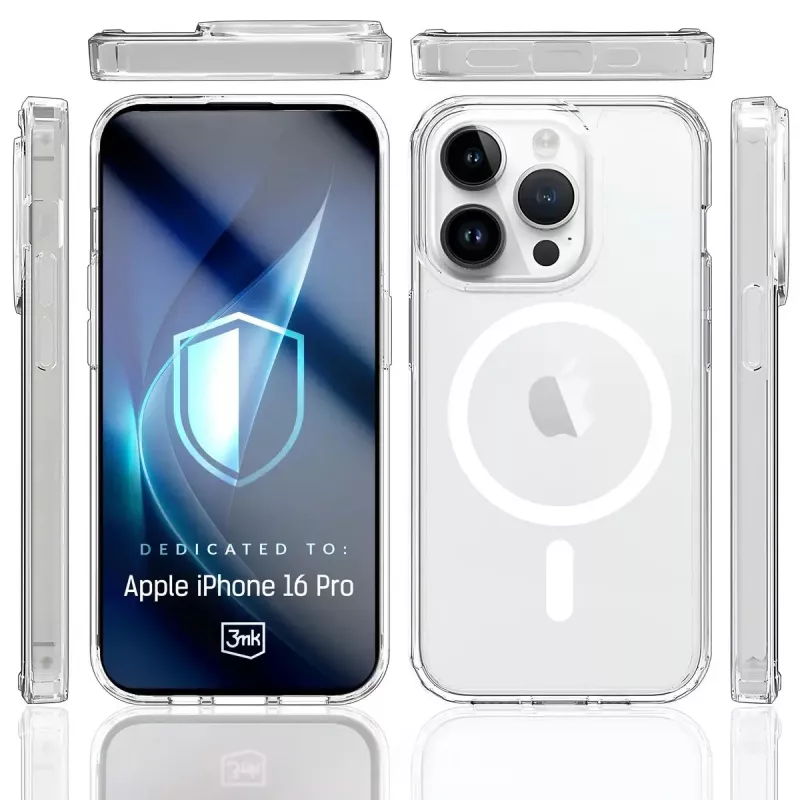 3MK Armor MagCase permatomas dangtelis iPhone 16 Pro, 16 cm (6,3 colio) ekranui, PC+TPU