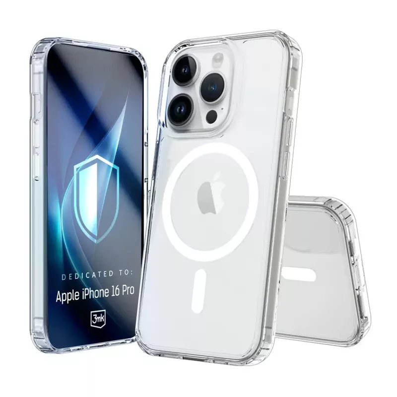 3MK Armor MagCase permatomas dangtelis iPhone 16 Pro, 16 cm (6,3 colio) ekranui, PC+TPU