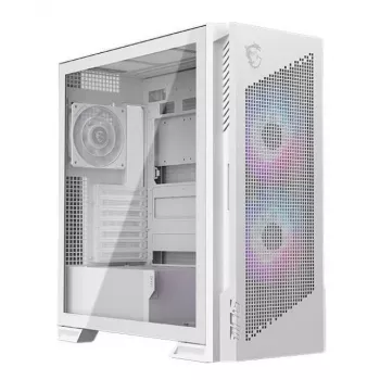 Korpusas MSI MPG VELOX 300R AIRFLOW PZ Midi Tower Baltas — ATX/EATX/MicroATX/Mini-ITX, 1×3,5 colio, 4×2,5 colio, 2×USB 3.2 Gen1, šoninis langas