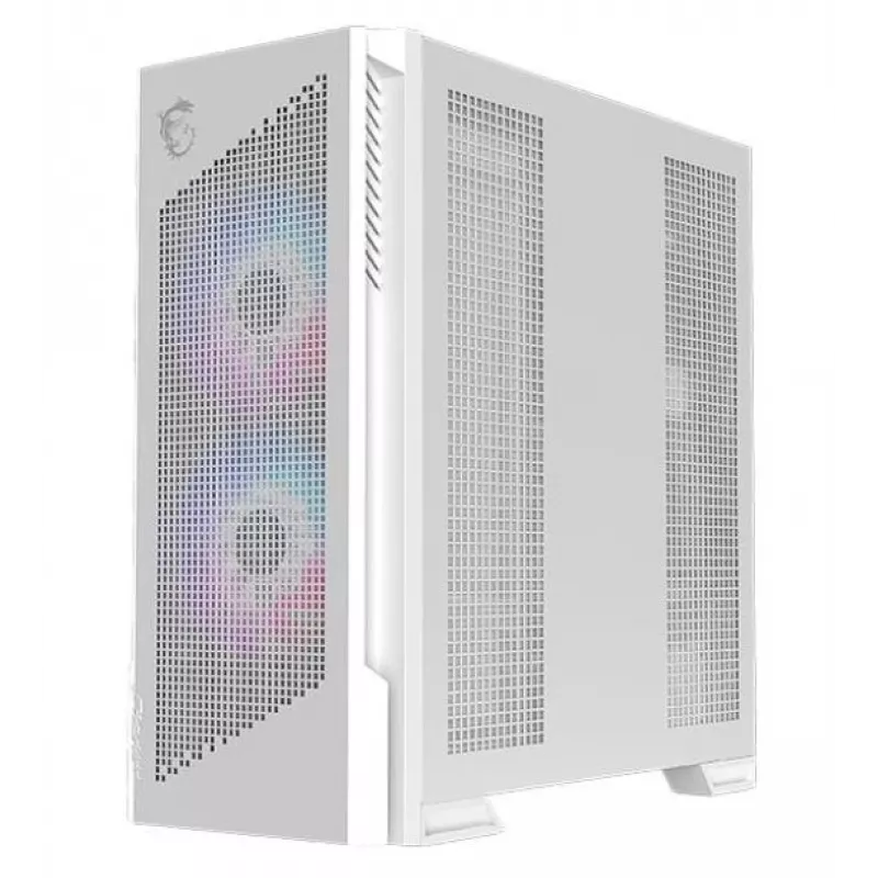 Korpusas MSI MPG VELOX 300R AIRFLOW PZ Midi Tower Baltas — ATX/EATX/MicroATX/Mini-ITX, 1×3,5 colio, 4×2,5 colio, 2×USB 3.2 Gen1, šoninis langas