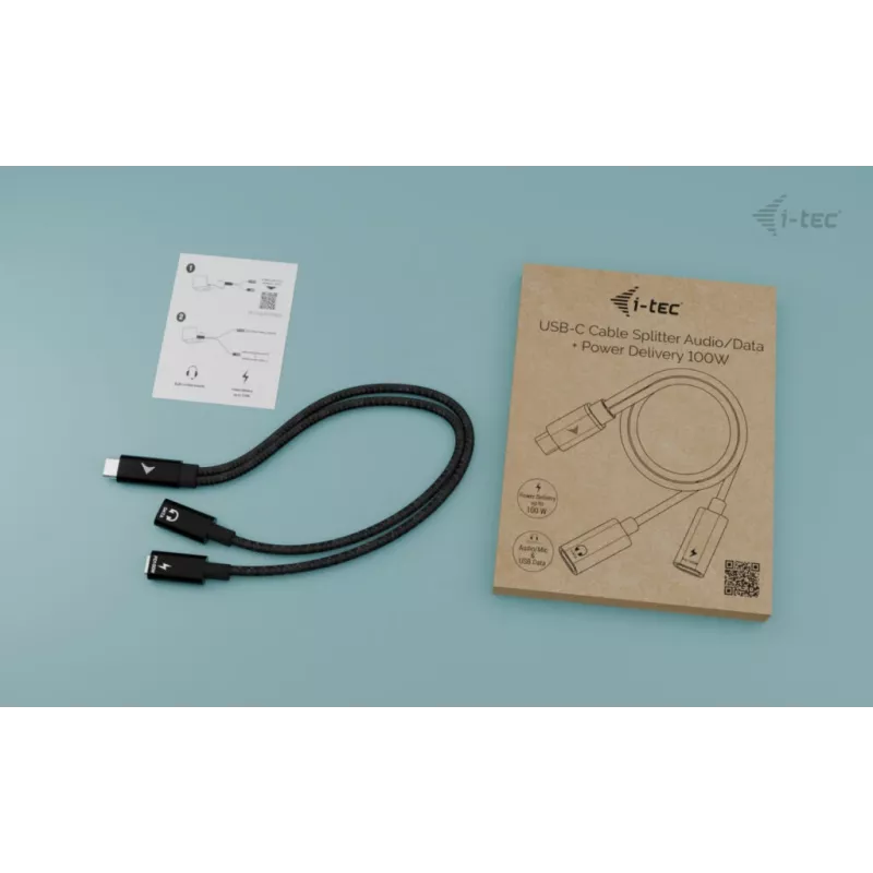 i-tec USB-C laido skirstytuvas garsui/duomenims + Power Delivery 100W