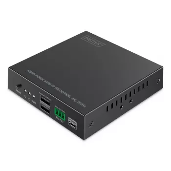 DIGITUS DS-55348 HDMI šviesolaidinis KVM IP ilgintuvų rinkinys, 4K/60 Hz, 40 km/300 m, IP 1G, juodas
