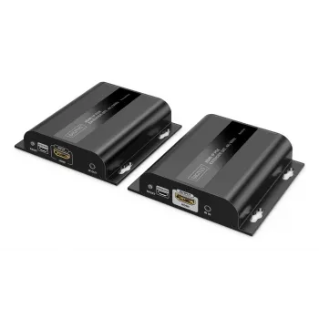 DIGITUS HDMI IP Extender rinkinys – 4K/60Hz 120/200 m, PoE, Vienas į Daug, CAT, Juoda