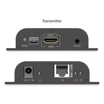 DIGITUS HDMI IP Extender rinkinys – 4K/60Hz 120/200 m, PoE, Vienas į Daug, CAT, Juoda