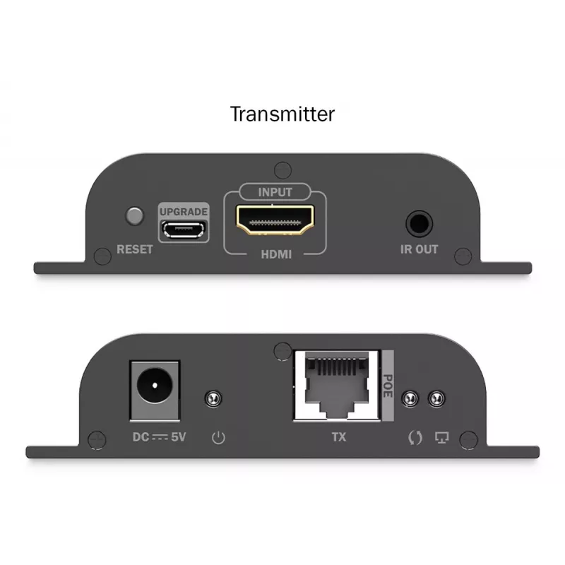 DIGITUS HDMI IP Extender rinkinys – 4K/60Hz 120/200 m, PoE, Vienas į Daug, CAT, Juoda