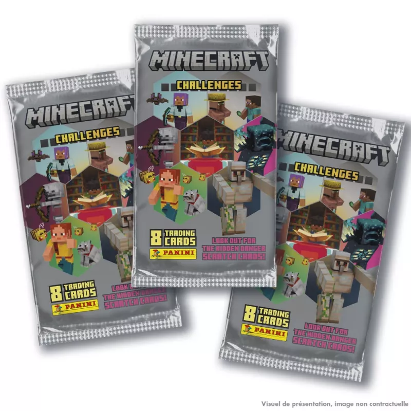 Panini Minecraft kolekcinių kortelių paketėlių rinkinys dėžutėje, 18 vnt.