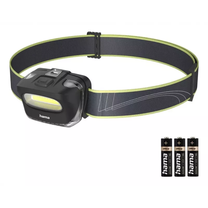 Hama HL110 galvos žibintuvėlis COB LED (juoda, mėlyna, geltona)