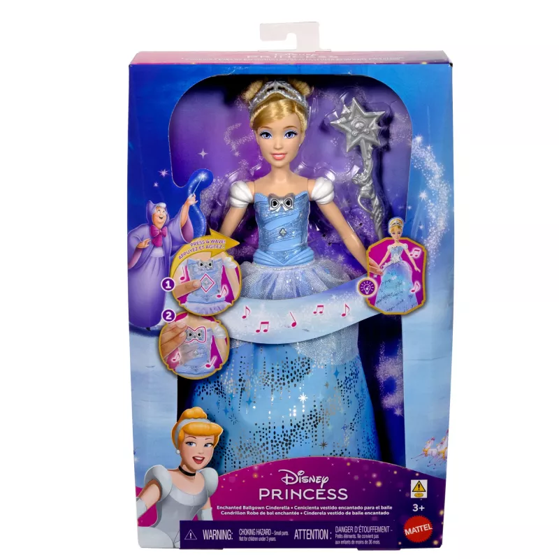 Disney Princess Enchanted Ballgown Pelenės mados lėlė su šviesomis ir garsu, įkvėpta filmo