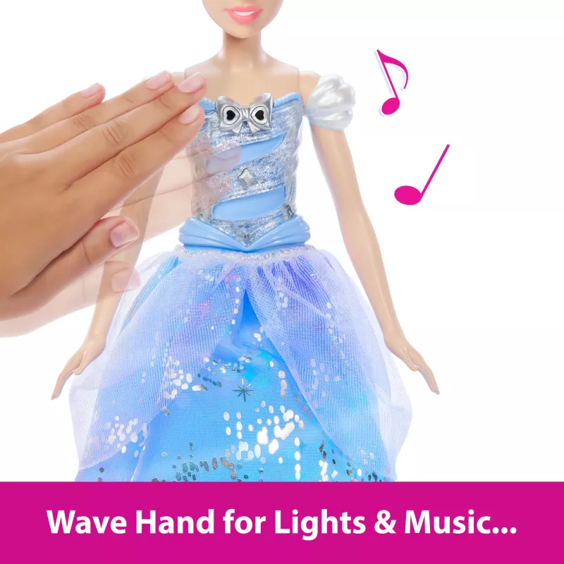 Disney Princess Enchanted Ballgown Pelenės mados lėlė su šviesomis ir garsu, įkvėpta filmo