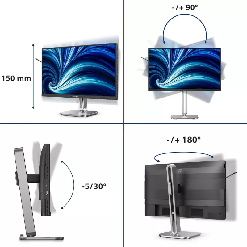Philips 4000 serijos 24B2N4200/00 monitorius 60,5 cm (23,8 colio) 1920 x 1080 pikselių Full HD LCD pilkas