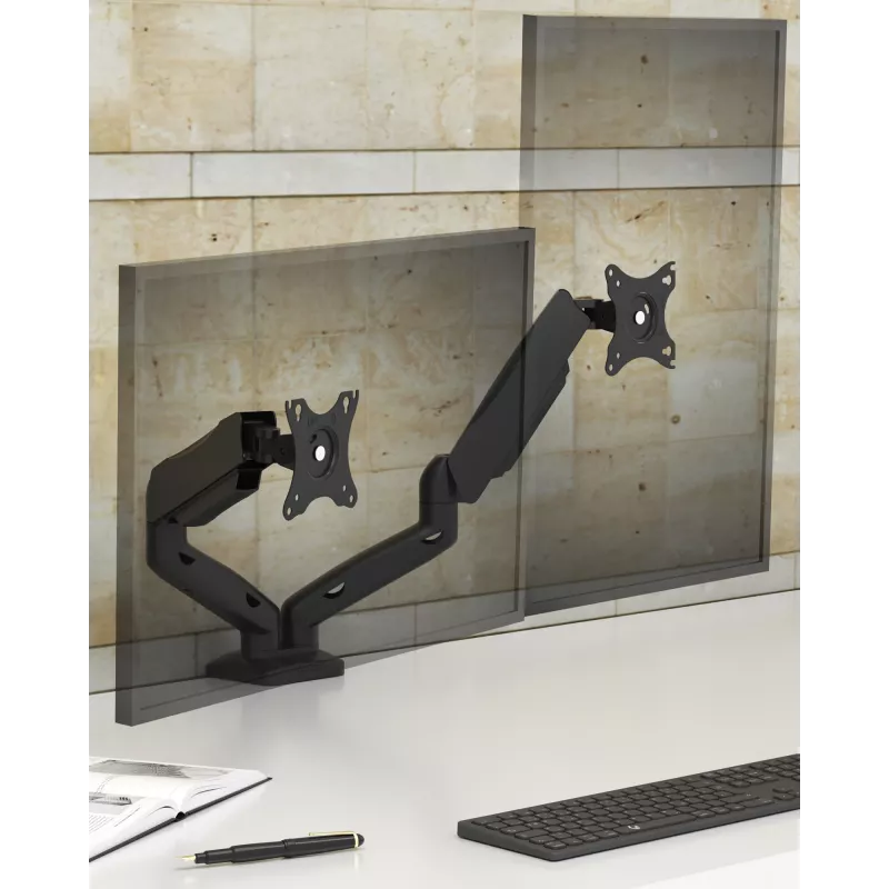 Dvigubo monitoriaus laikiklis ICY BOX IB-MS204-T 81,3 cm (32 inch) pilkas, sidabrinis