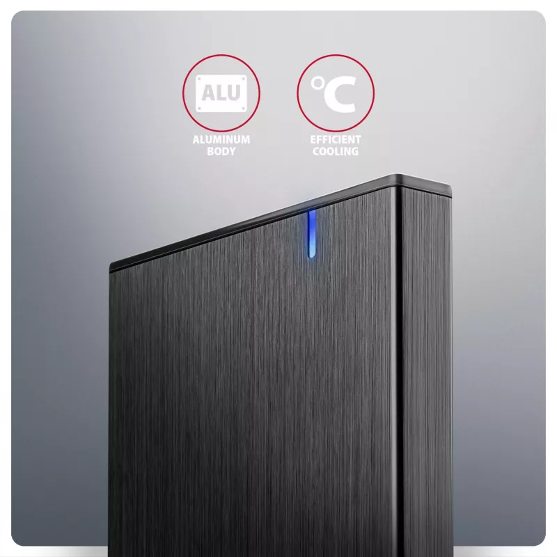 Išorinis diskų dėklas Axagon EE25-XA6C aliuminis USB-C 5Gbps – SATA 6G 2.5 colio SSD/HDD