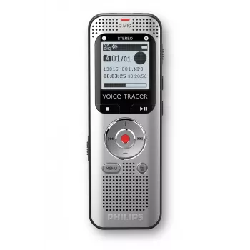 Diktofonas Philips Voice Tracer DVT2015, vidinė atmintis 8 GB, „Flash“ kortelės lizdas, sidabrinis, 2370 h įrašymo laikas