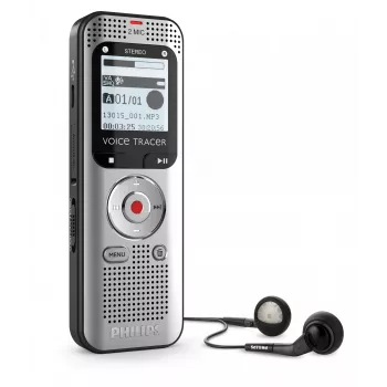 Diktofonas Philips Voice Tracer DVT2015, vidinė atmintis 8 GB, „Flash“ kortelės lizdas, sidabrinis, 2370 h įrašymo laikas