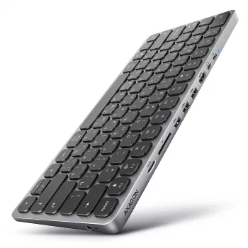 AXAGON HMC-KB-CRL, USB 5Gbps centrinė stotelė su klaviatūra, HDMI 4K/60Hz, 3x USB-A, SD/mSD, garsas, PD100, kirilicos išdėstymas
