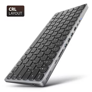 AXAGON HMC-KB-CRL, USB 5Gbps centrinė stotelė su klaviatūra, HDMI 4K/60Hz, 3x USB-A, SD/mSD, garsas, PD100, kirilicos išdėstymas