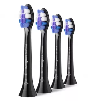 Dantų šepetėlio galvutės Philips HX6054/88 – 4 vnt., itin minkšti šereliai, juodos