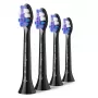 Dantų šepetėlio galvutės Philips HX6054/88 – 4 vnt., itin minkšti šereliai, juodos