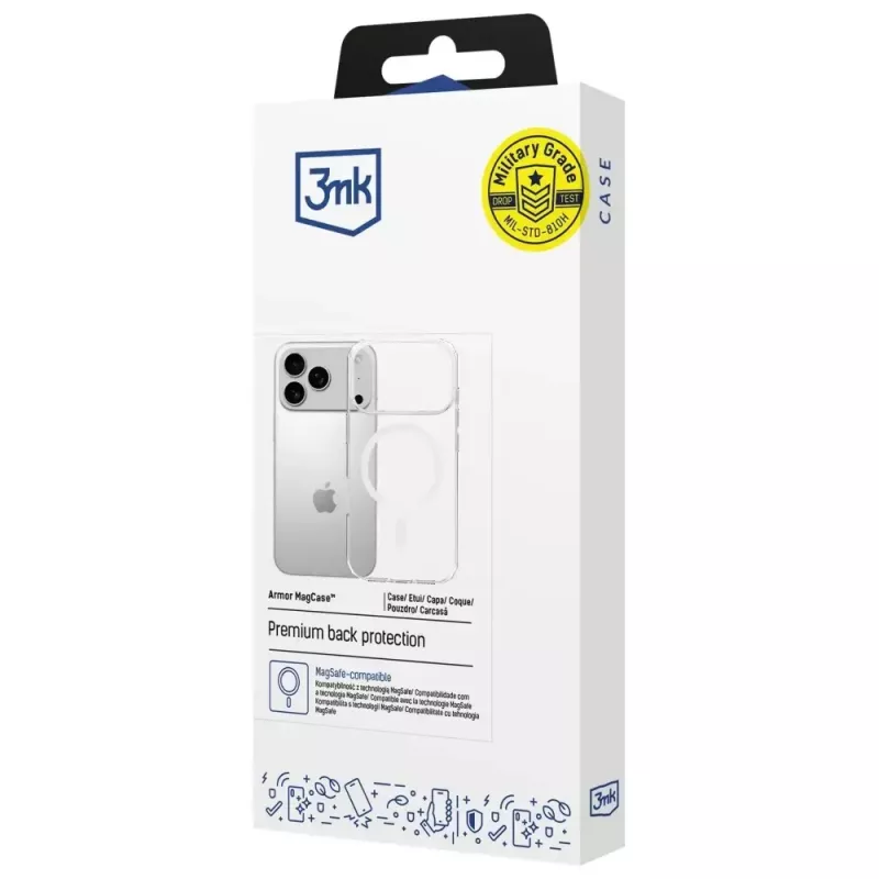 Apsauginis dėklas 3MK Armor MagCase, skirtas Apple iPhone 17 Pro, magnetinis tvirtinimas, permatomas/dūminis
