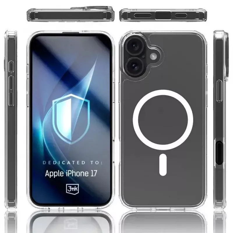 3MK apsauginis dėklas Apple iPhone 17, skaidrus TPU/PU, 6,3 colio (16 cm) ekranui