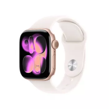 Apple Watch Series 11 GPS 42 mm rožinio aukso aliuminio korpusas su šviesiai rožiniu sportiniu dirželiu S/M