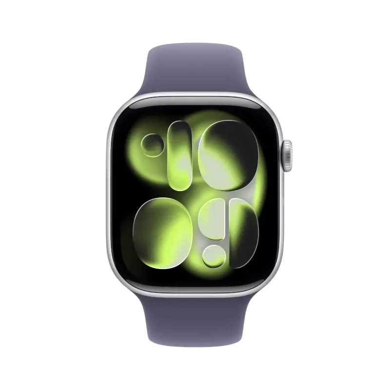 Išmanusis laikrodis Apple Watch Series 11 GPS 46mm sidabrinis aliumininis korpusas, Purple Fog sportinė apyrankė S/M