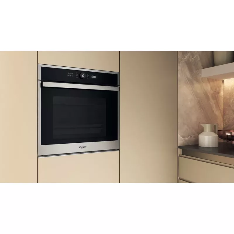 Whirlpool WOI4S8CM1SXA 73 L juodos spalvos nerūdijančio plieno įmontuojama orkaitė