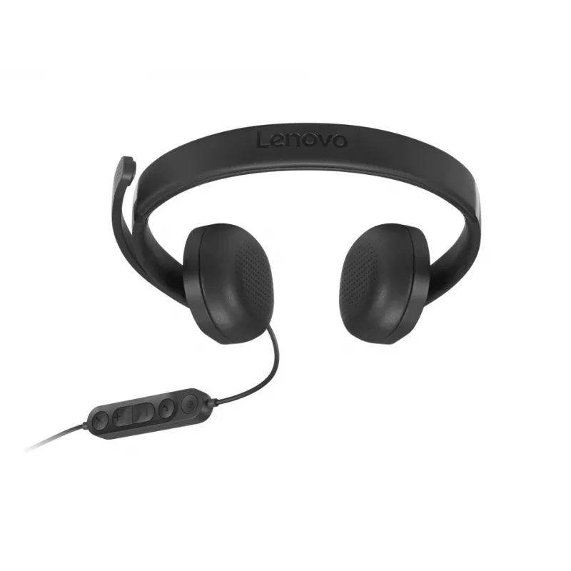 Lenovo VoIP Headset 5000 laidinis ausinių rinkinys su USB-C ir USB-A adapteriu, juoda