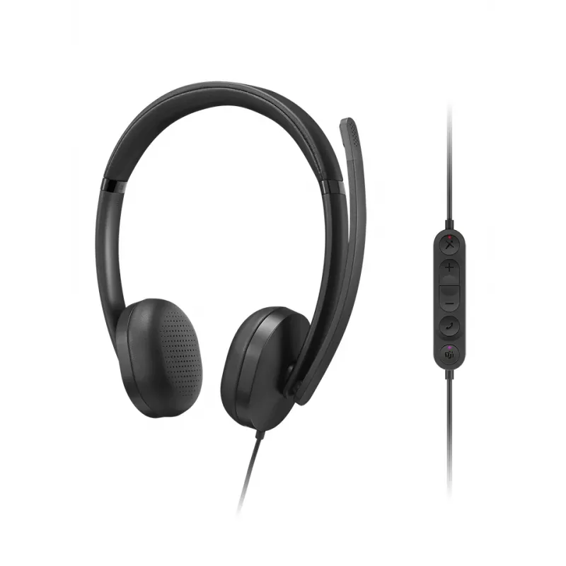 Lenovo VoIP Headset 5000 laidinis ausinių rinkinys su USB-C ir USB-A adapteriu, juoda