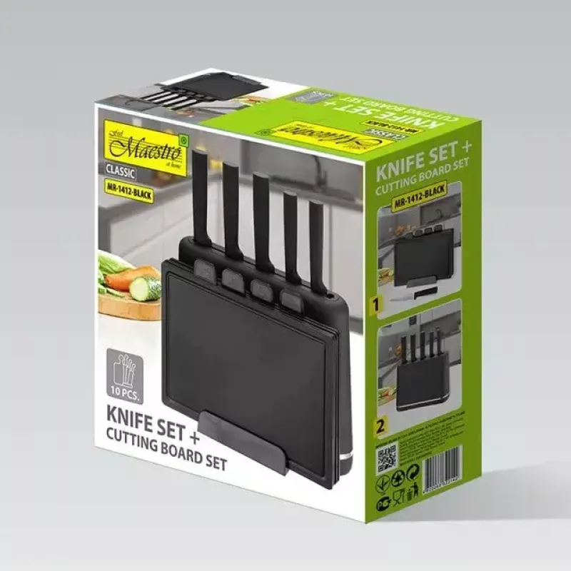 Virtuvinių peilių ir pjaustymo lentelių rinkinys Maestro MR-1412-BLACK