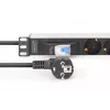 DIGITUS DN-95439 19 colių 1U aliumininis PDU montavimui į spintą, 7x Schuko lizdai, saugiklis, 16 A, 4000 W, 230 V, 50/60 Hz, 1,8 m kabelis