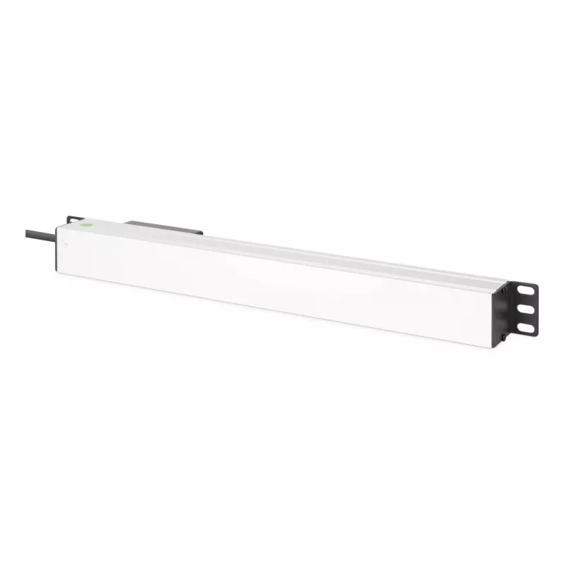 DIGITUS DN-95439 19 colių 1U aliumininis PDU montavimui į spintą, 7x Schuko lizdai, saugiklis, 16 A, 4000 W, 230 V, 50/60 Hz, 1,8 m kabelis