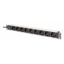 DIGITUS PDU - 1U aliumininis stovo maitinimo skirstytuvas 8x CEE 7/7 lizdas 1x lizdas 10A Kištukas 250VAC 50/60Hz IEC C14 kištukas su saugikliu