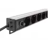DIGITUS PDU - 1U aliumininis stovo maitinimo skirstytuvas 8x CEE 7/7 lizdas 1x lizdas 10A Kištukas 250VAC 50/60Hz IEC C14 kištukas su saugikliu