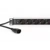 DIGITUS PDU - 1U aliumininis stovo maitinimo skirstytuvas 8x CEE 7/7 lizdas 1x lizdas 10A Kištukas 250VAC 50/60Hz IEC C14 kištukas su saugikliu