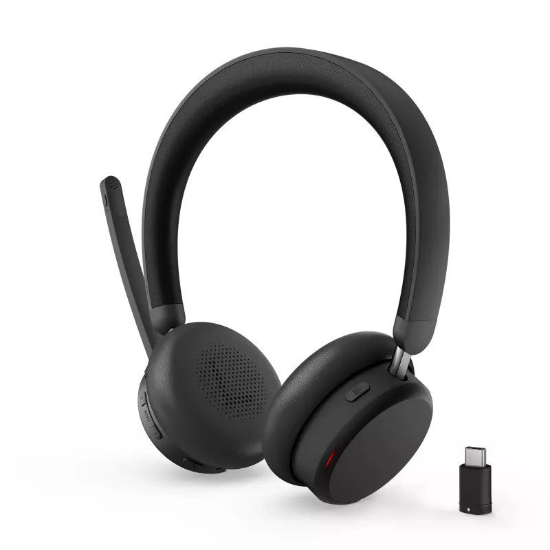 Lenovo 6550 belaidė ausinė su ausų juosta, skirta biurui / skambučių centrui, USB Type-C, Bluetooth, juoda