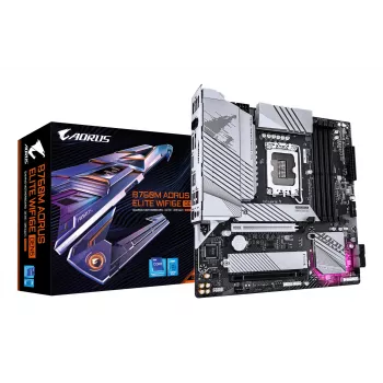 GIGABYTE pagrindinė plokštė B760M AORUS ELITE WIFI6E GEN5 — Micro ATX, LGA1700, DDR5 iki 5600 MHz, 12+1+1 VRM, 2x PCIe 4.0 M.2, Wi-Fi 6E, 2.5 GbE