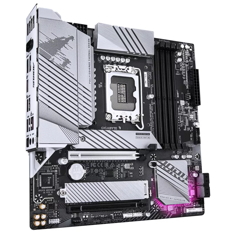 GIGABYTE pagrindinė plokštė B760M AORUS ELITE WIFI6E GEN5 — Micro ATX, LGA1700, DDR5 iki 5600 MHz, 12+1+1 VRM, 2x PCIe 4.0 M.2, Wi-Fi 6E, 2.5 GbE