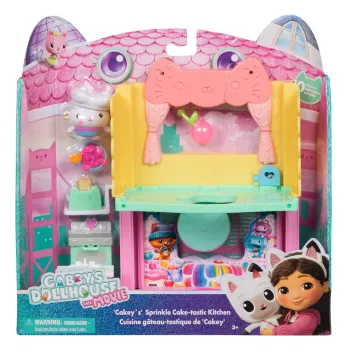 Žaislinė figūrėlė Gabby's Dollhouse Cakey's Sprinkle Cake-tastic Virtuvė, 10 dalių, įvairiaspalvė
