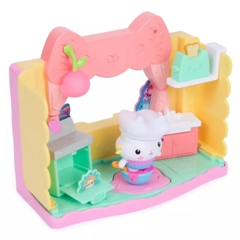 Žaislinė figūrėlė Gabby's Dollhouse Cakey's Sprinkle Cake-tastic Virtuvė, 10 dalių, įvairiaspalvė