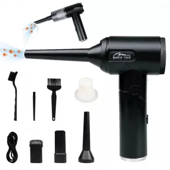 Mini pūstuvas MEDIA-TECH MT6538 2 IN 1 Jet Air Duster – belaidis rankinis valytuvas, 2000 mAh, 65 W, 2500 l/min, 7000 Pa