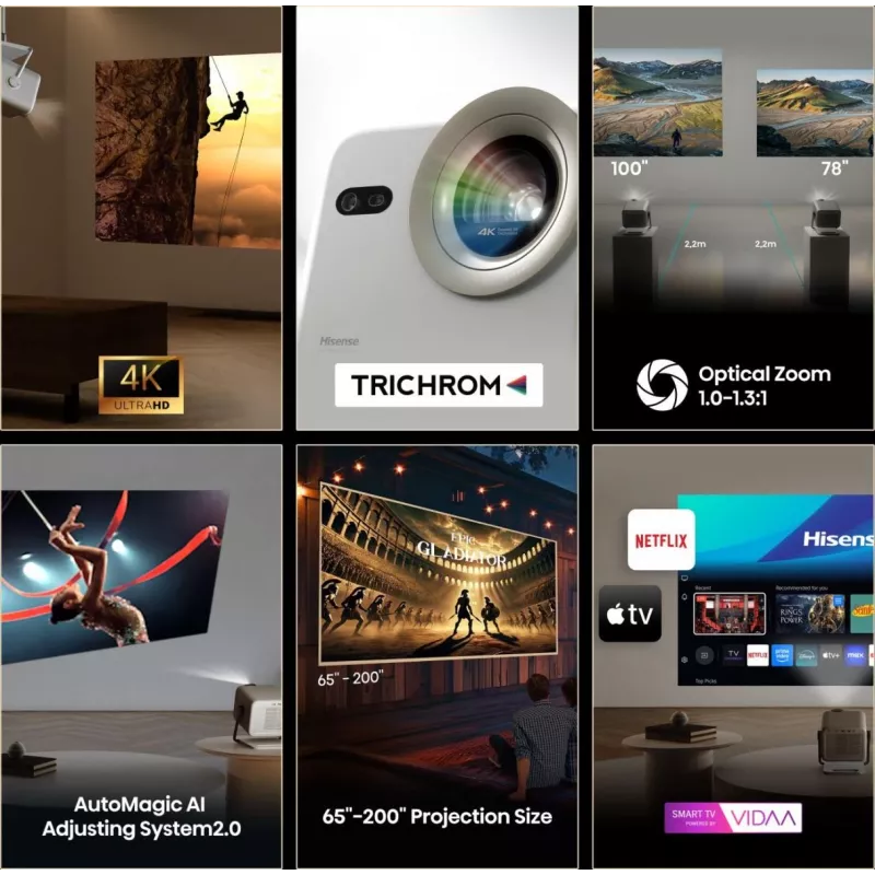 Projektorius Hisense M2 Pro UHD 4K (3840x2160) 3D pilkas