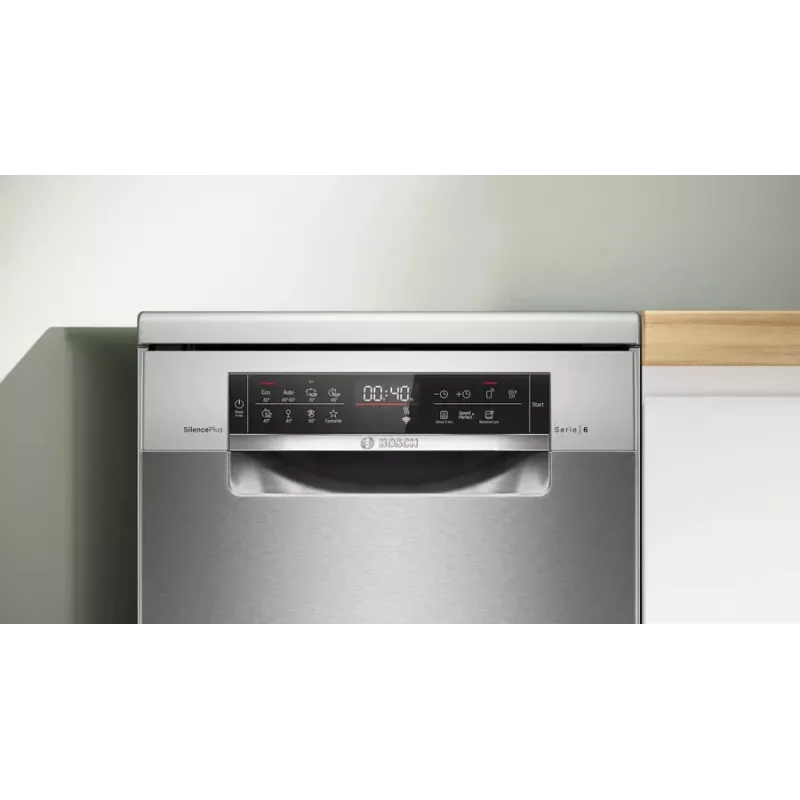 Laisvai pastatoma indaplovė Bosch Serie 6 SPS6EMI21E — siaura 45 cm, 10 komplektų, 8 programos, energijos klasė B