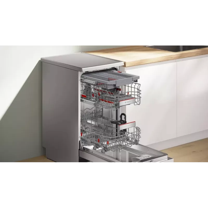 Laisvai pastatoma indaplovė Bosch Serie 6 SPS6EMI21E — siaura 45 cm, 10 komplektų, 8 programos, energijos klasė B